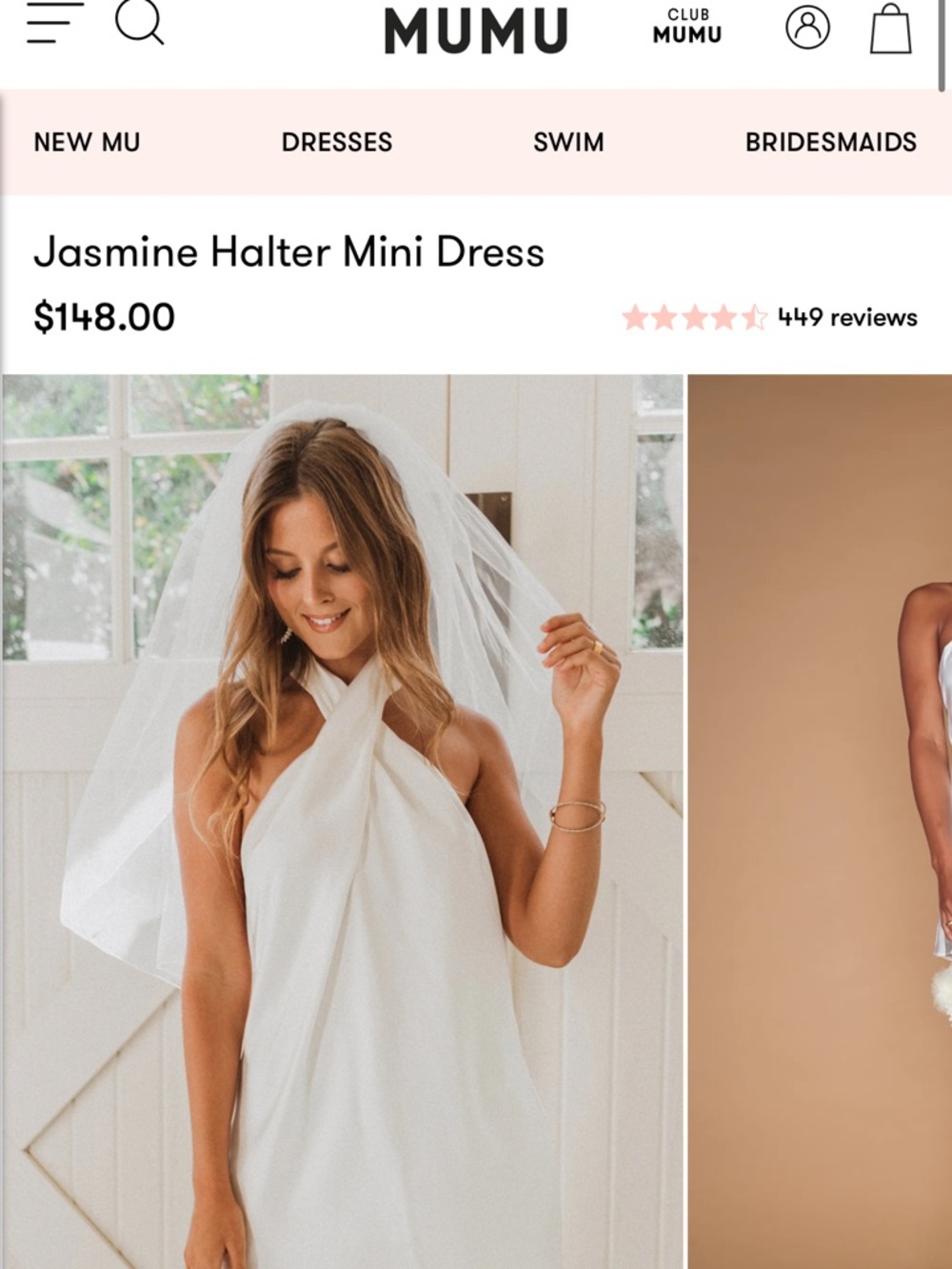 Show Me Your Mumu Jasmine Halter Mini Dress in White